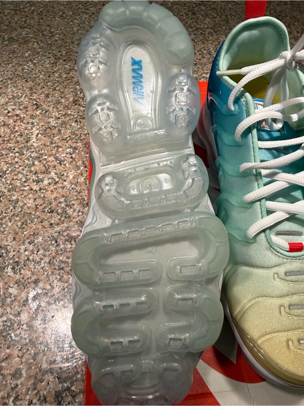 Nike Air Max womens Gradient Aqua to Yellow Sneakers - Picture 5 of 7